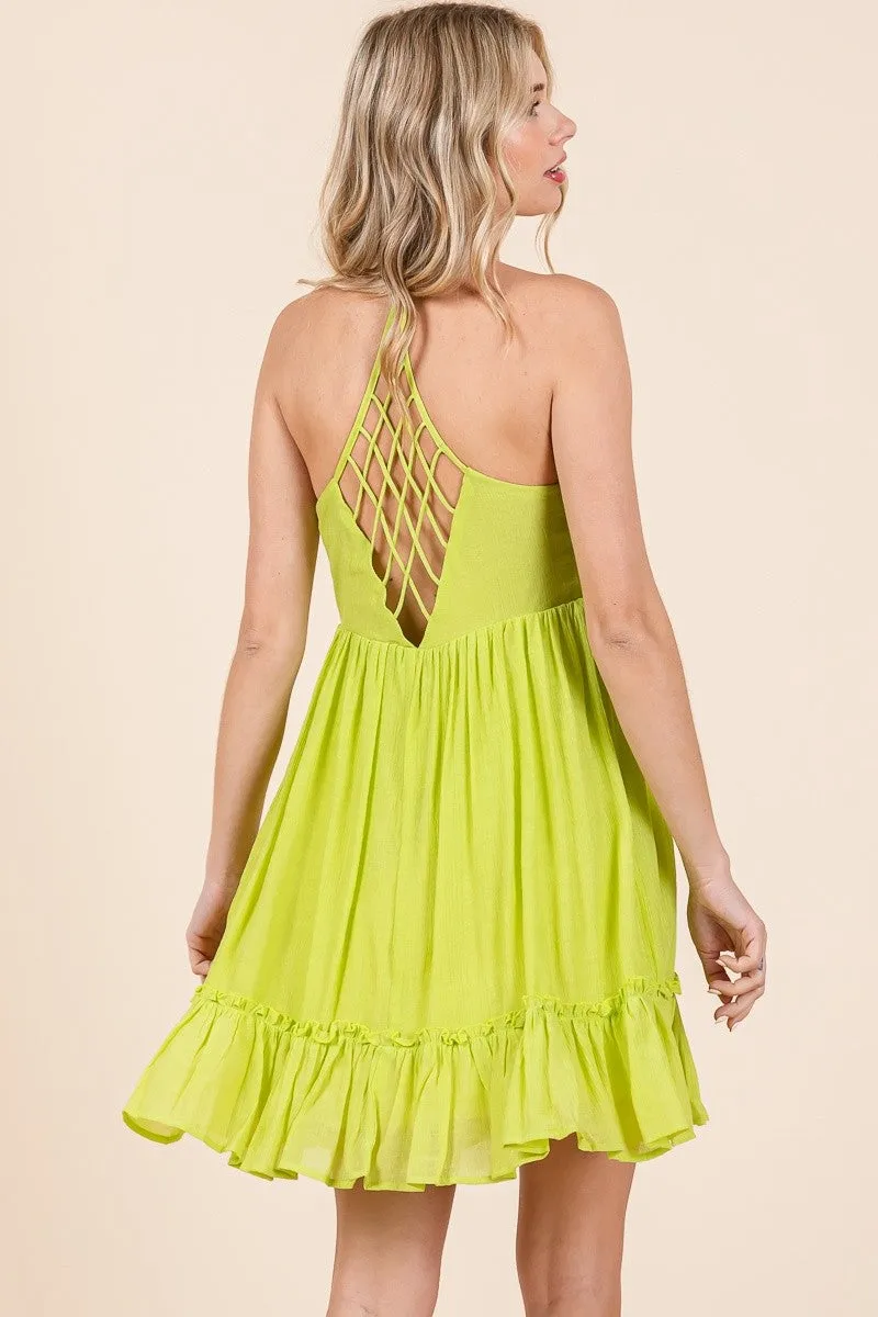 Baby Girl Open Back Ruffled Mini Dress - Final Sale