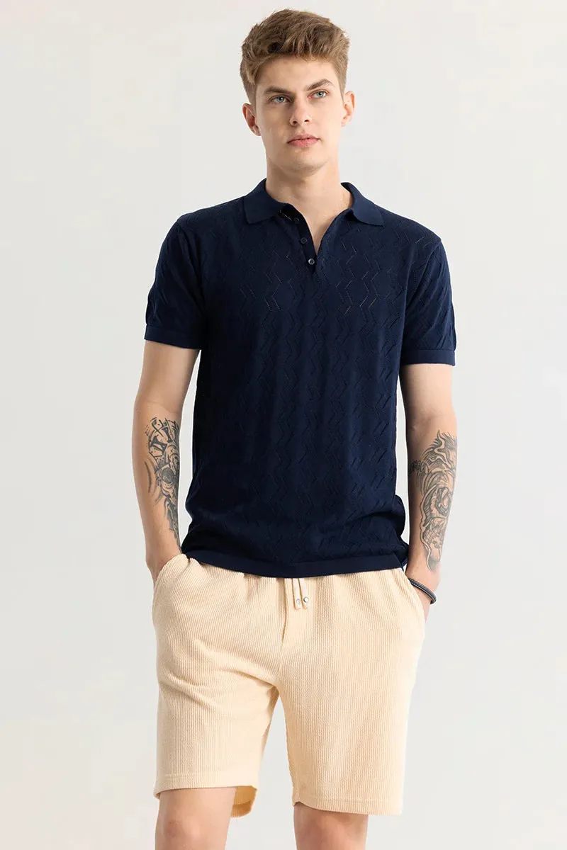 Baldassare Blue Knitted Polo T-Shirt