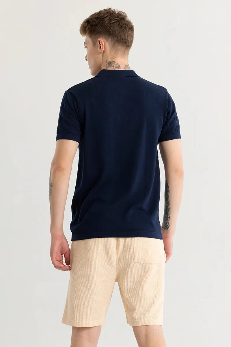 Baldassare Blue Knitted Polo T-Shirt