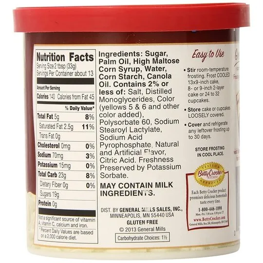 Betty Crocker Gluten Free Vanilla Frosting, 16 oz.