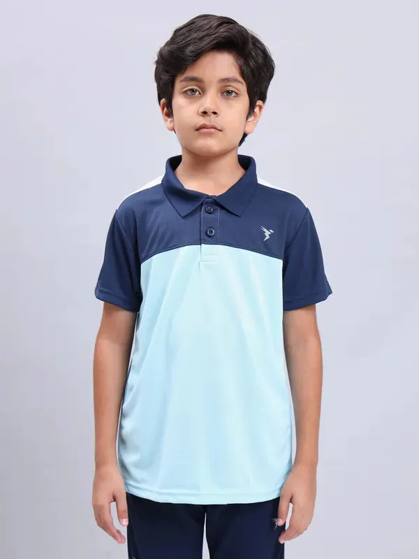 Boys Colorblock Slim Fit Polo T-shirt with TECHNO COOL 