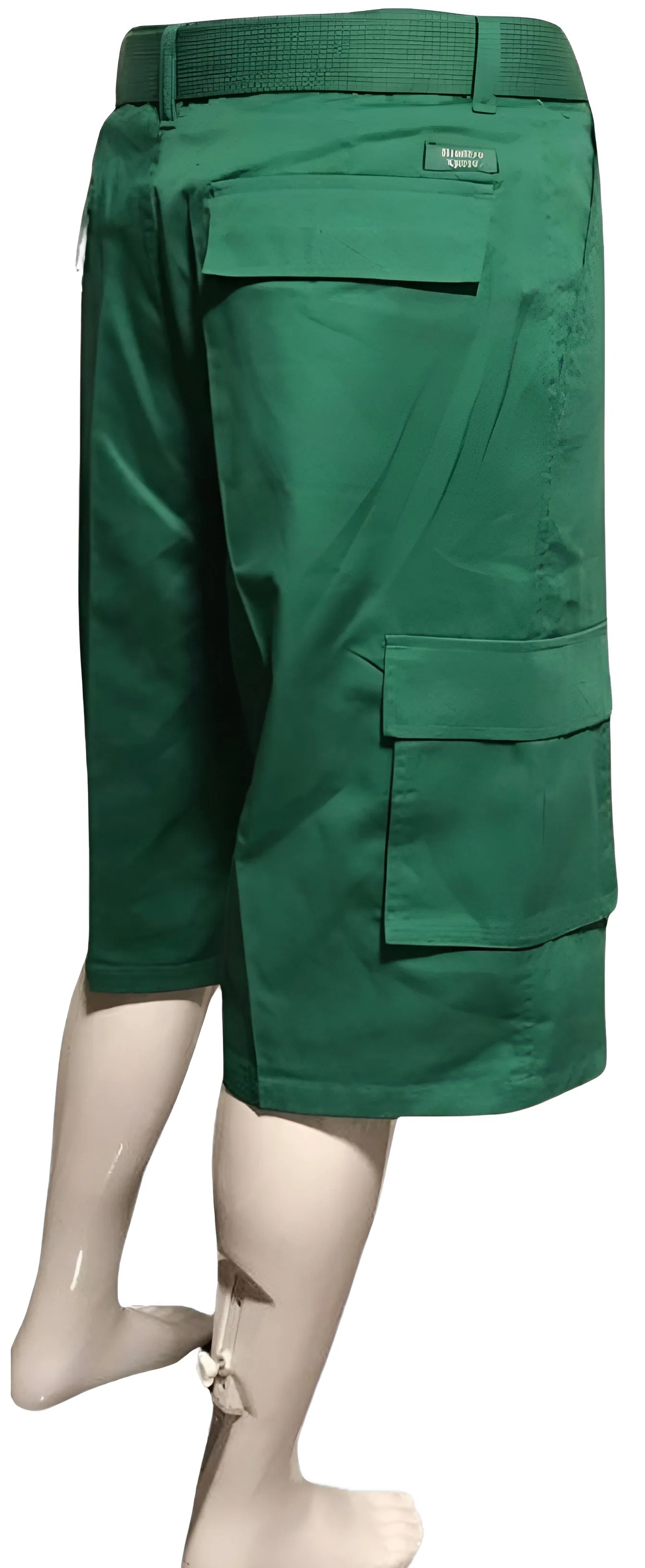 ^BROOKLYN XPRESS^ (GREEN) BELTED CARGO SHORTS FOR MEN