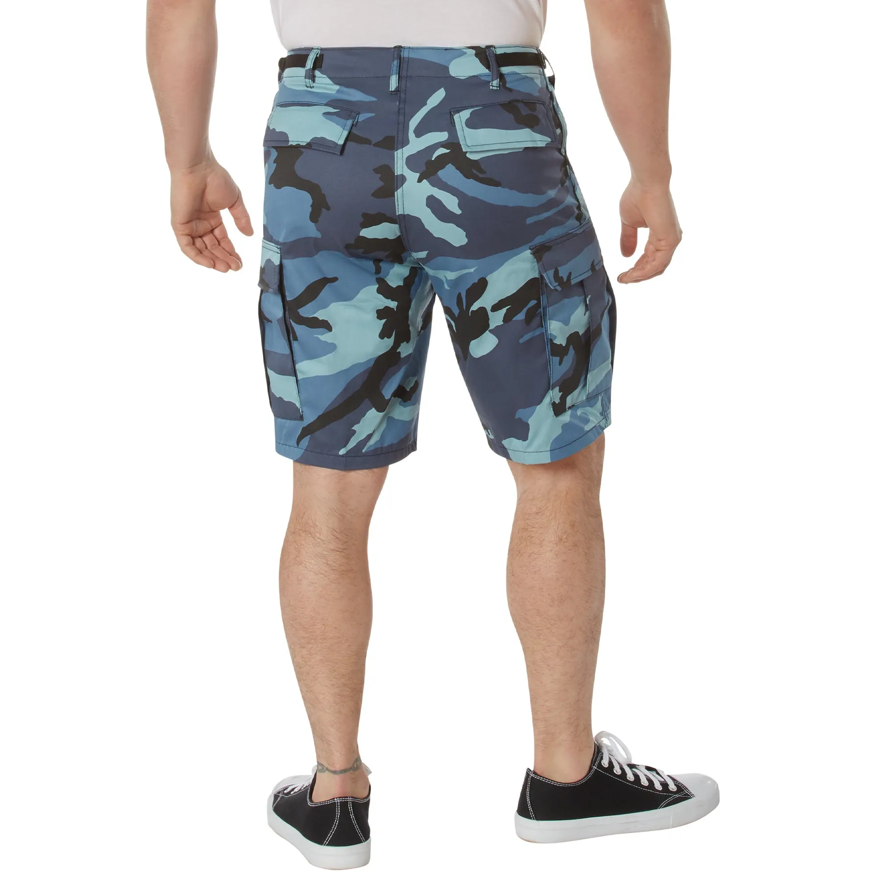 Camo BDU Shorts-Sky Blue Camo- Poly/Cotton