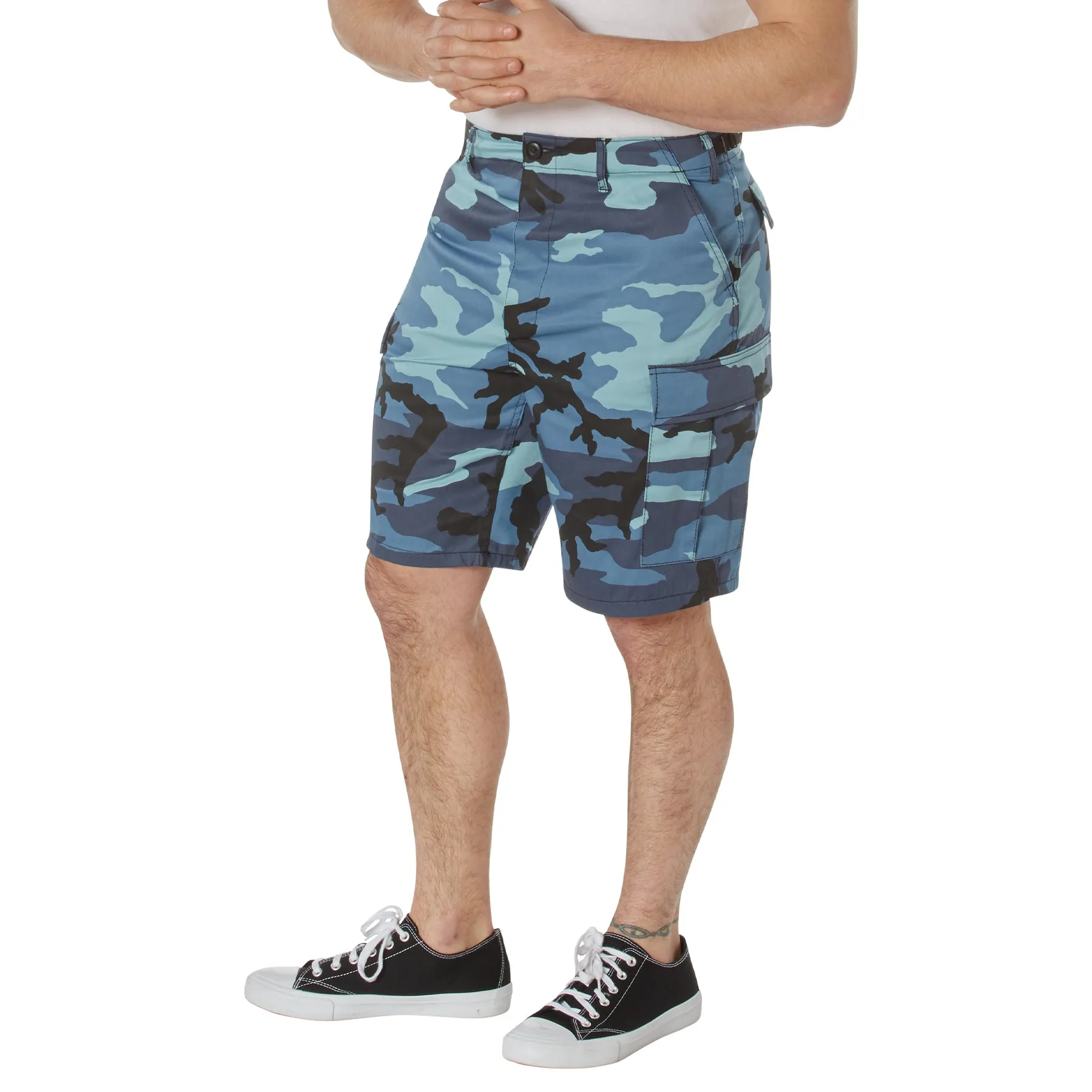 Camo BDU Shorts-Sky Blue Camo- Poly/Cotton