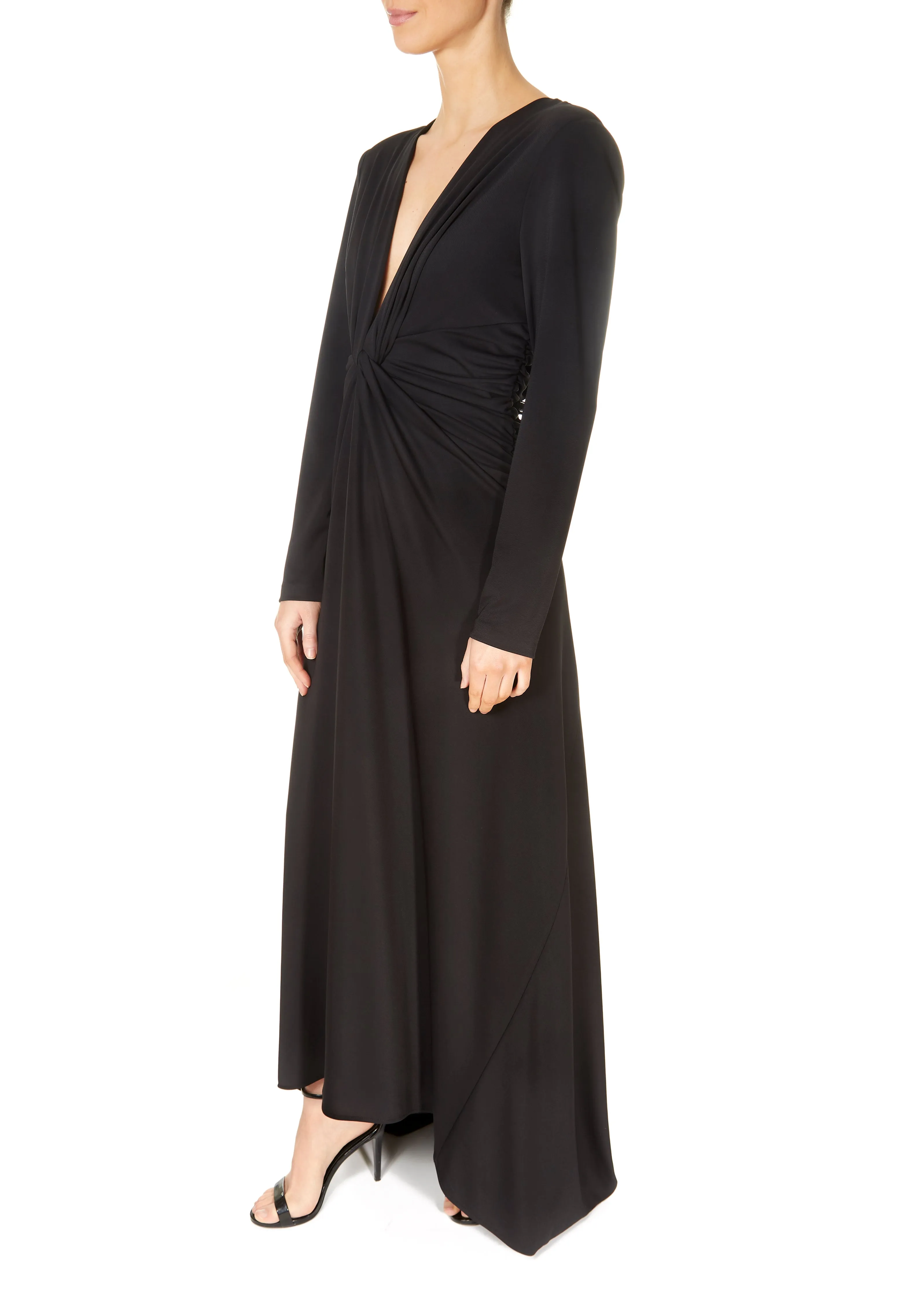 Carla Ruiz Long Sleeve Ruched Dress Black