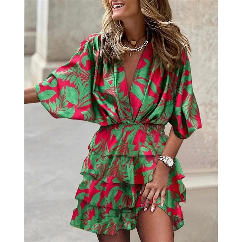 Comfortable Print Hem Irregular Women's Dress