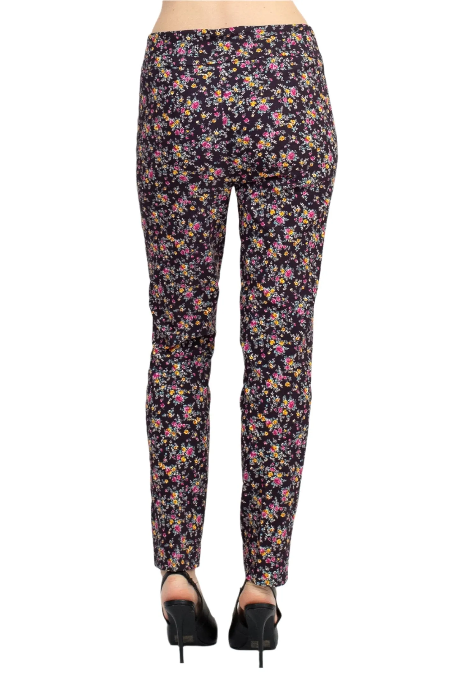 Counterparts Mid Banded Waist Multi Print Ankle Pull On Stretch Rayon Pant