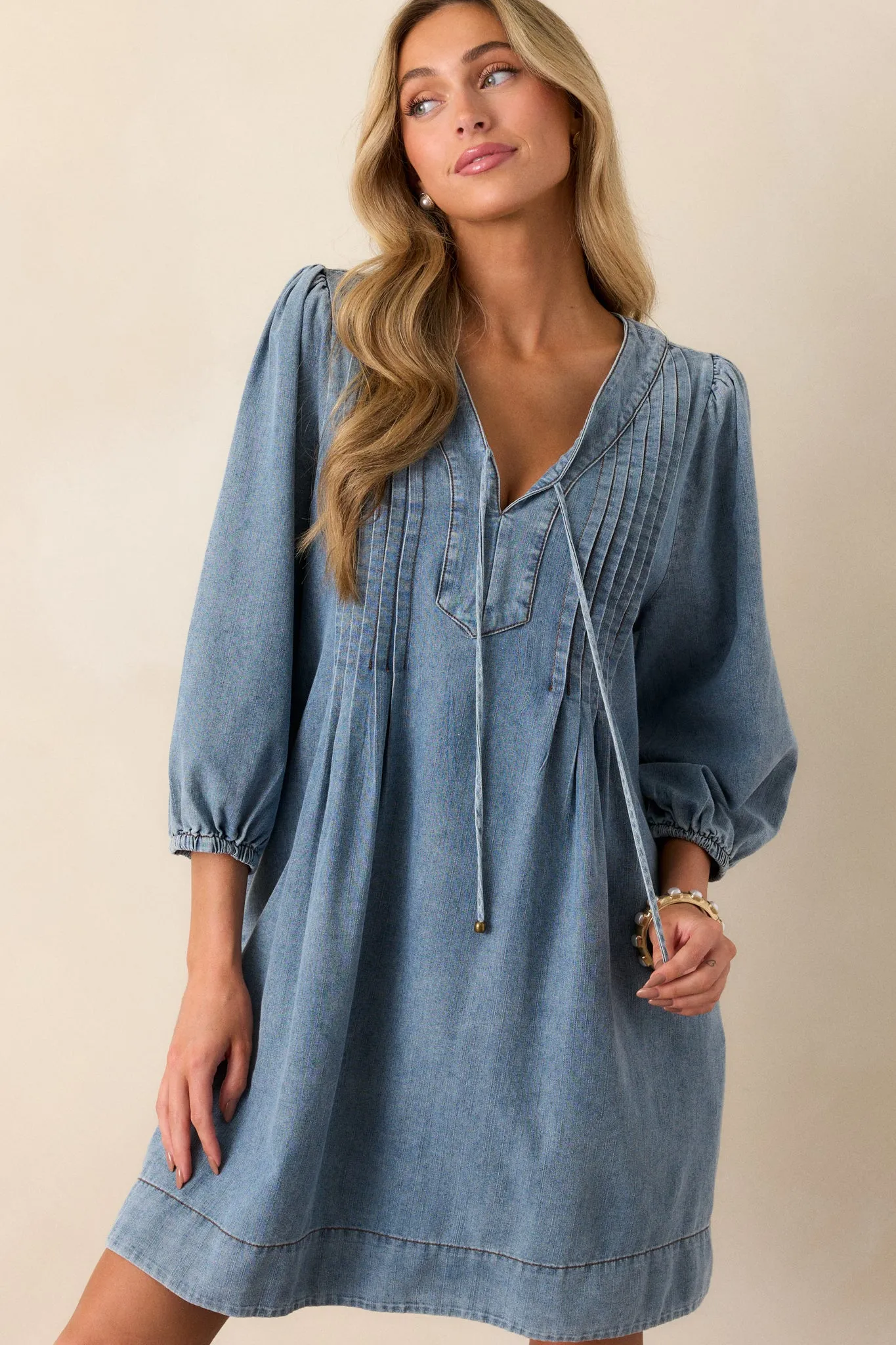 Endless Possibilities Light Wash Denim Mini Dress