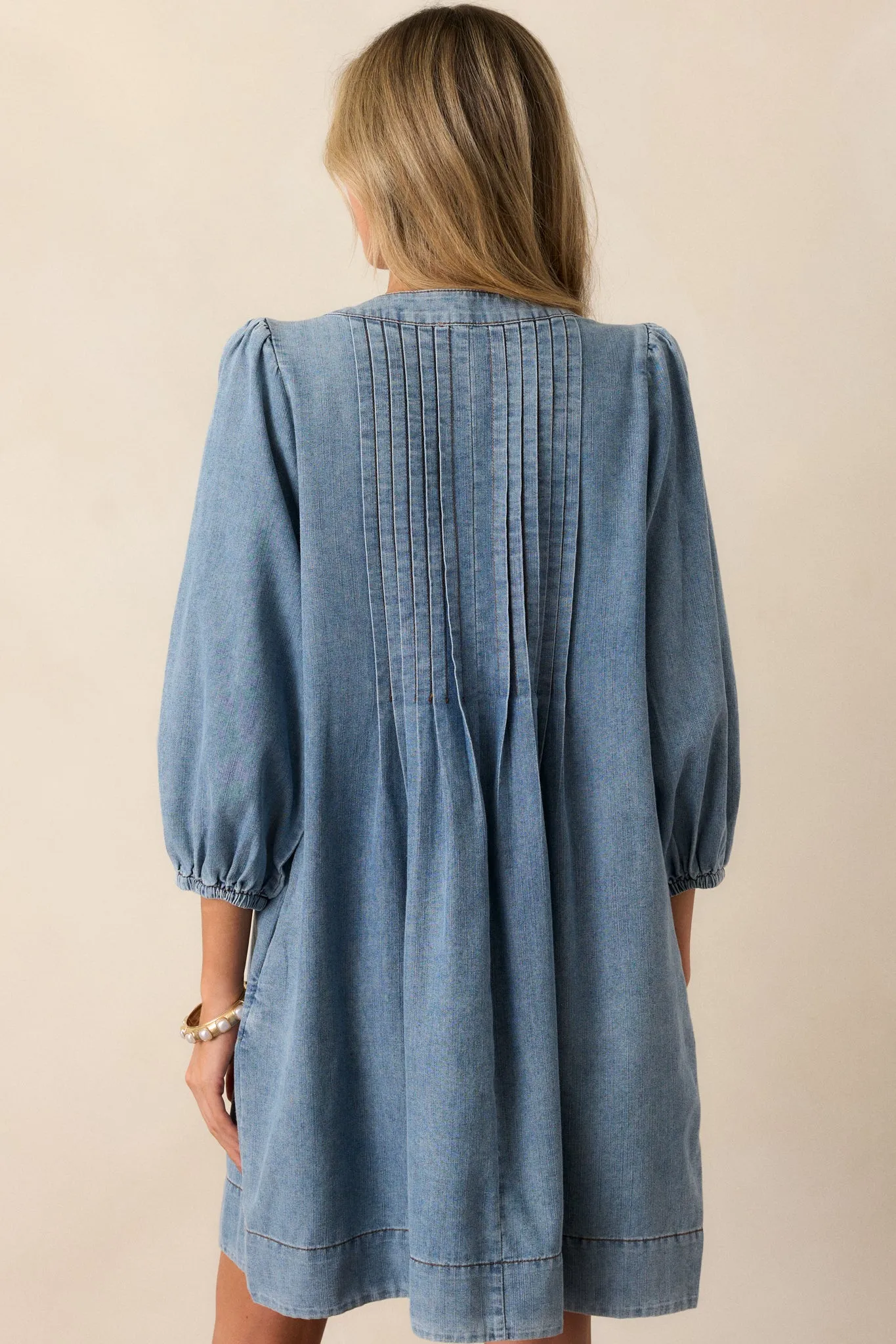 Endless Possibilities Light Wash Denim Mini Dress