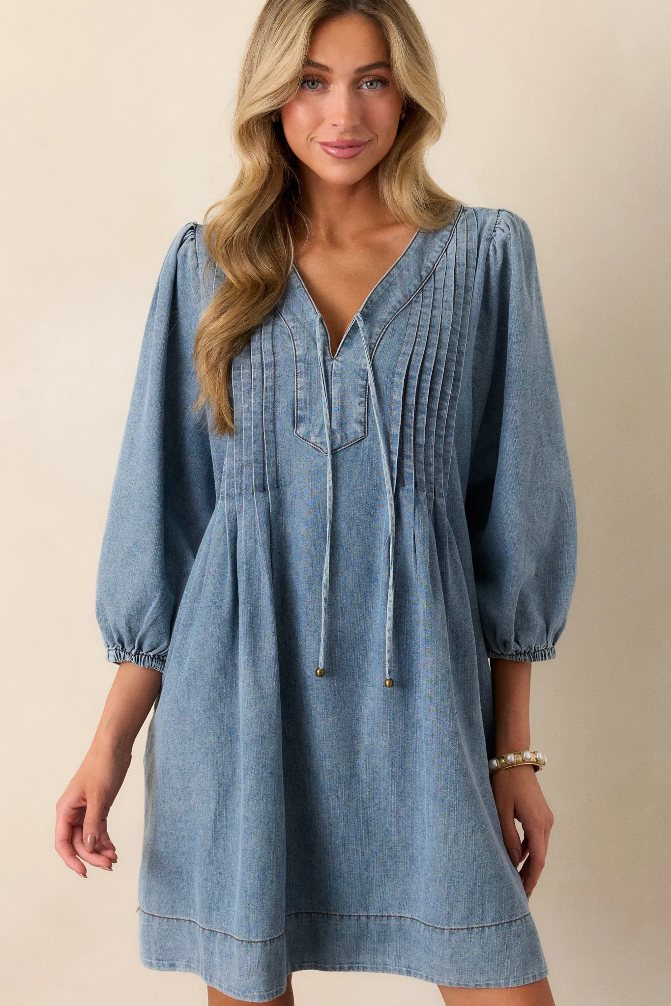 Endless Possibilities Light Wash Denim Mini Dress