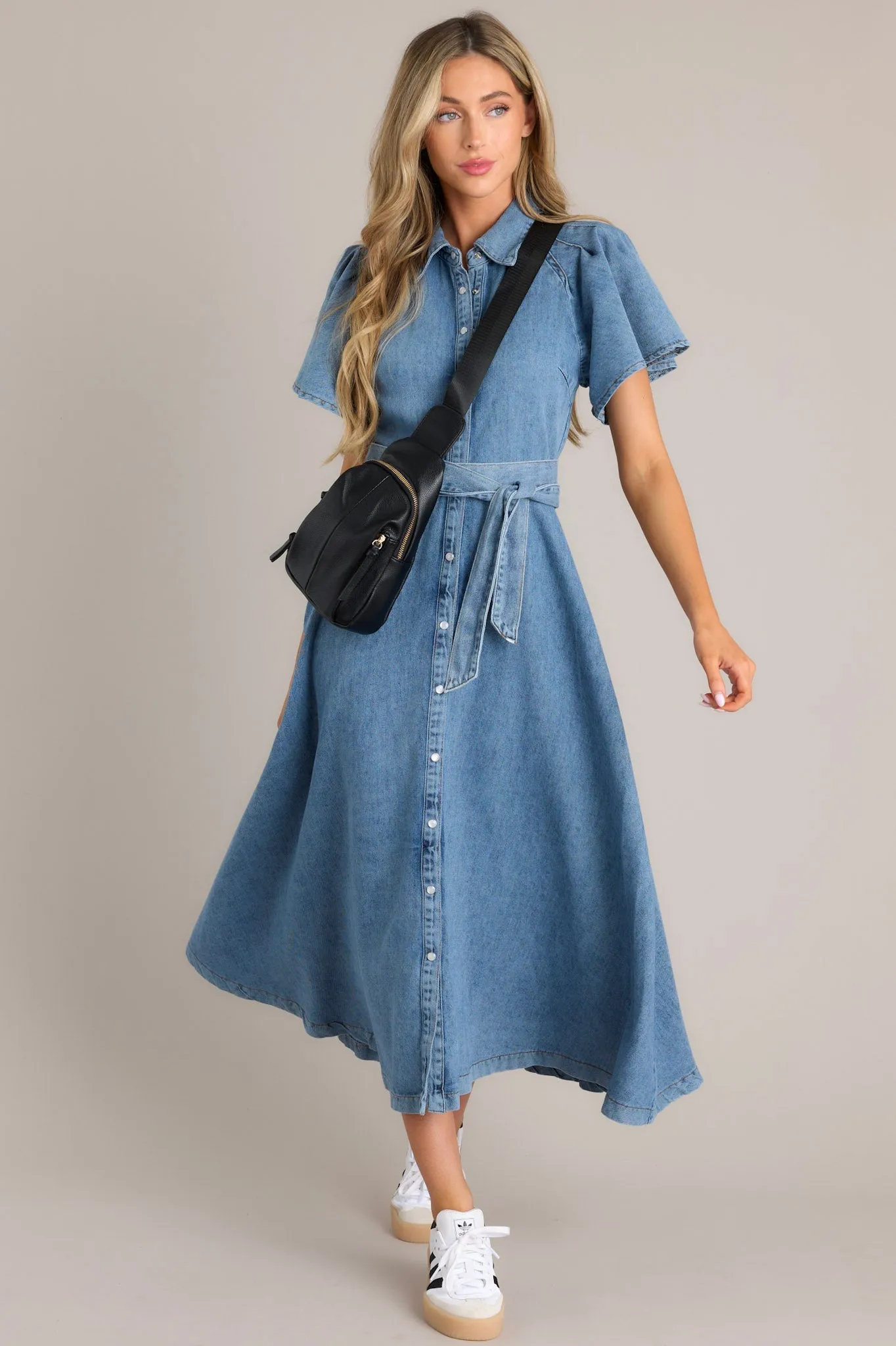 Endless Possibilities Medium Wash Denim Maxi Dress