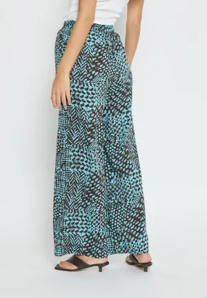 Enur High Waisted Wide Leg Pant - Crystal Teal Print