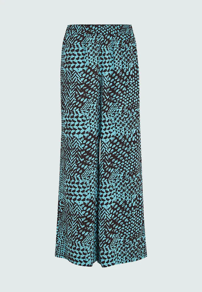 Enur High Waisted Wide Leg Pant - Crystal Teal Print