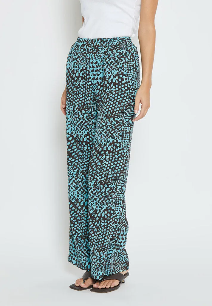 Enur High Waisted Wide Leg Pant - Crystal Teal Print