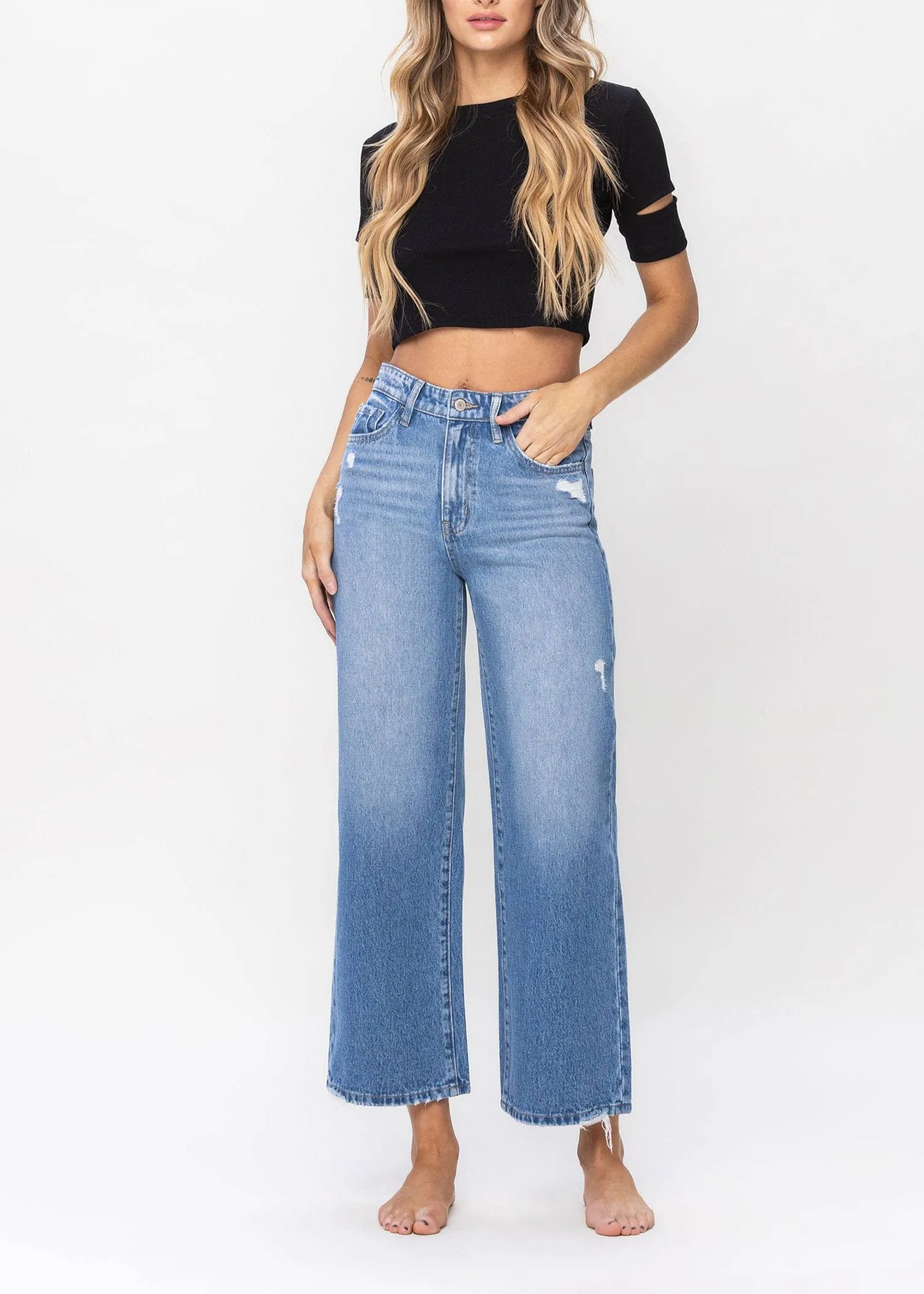 High Rise Wide Leg Denim Jeans