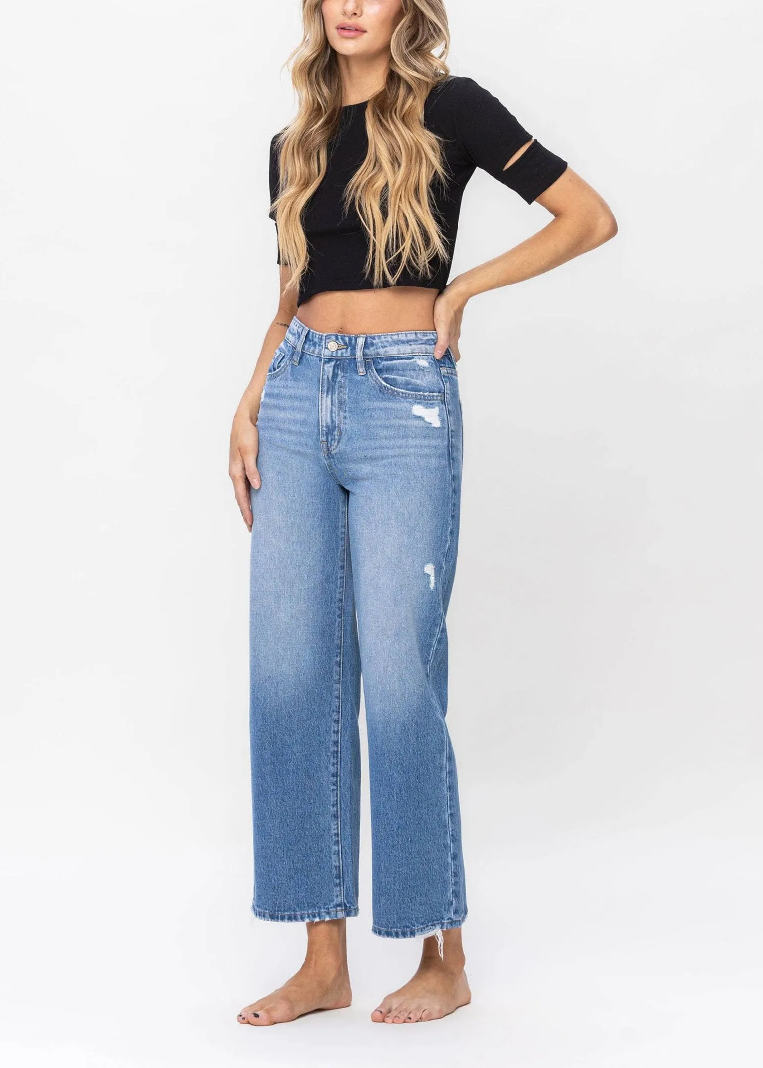 High Rise Wide Leg Denim Jeans