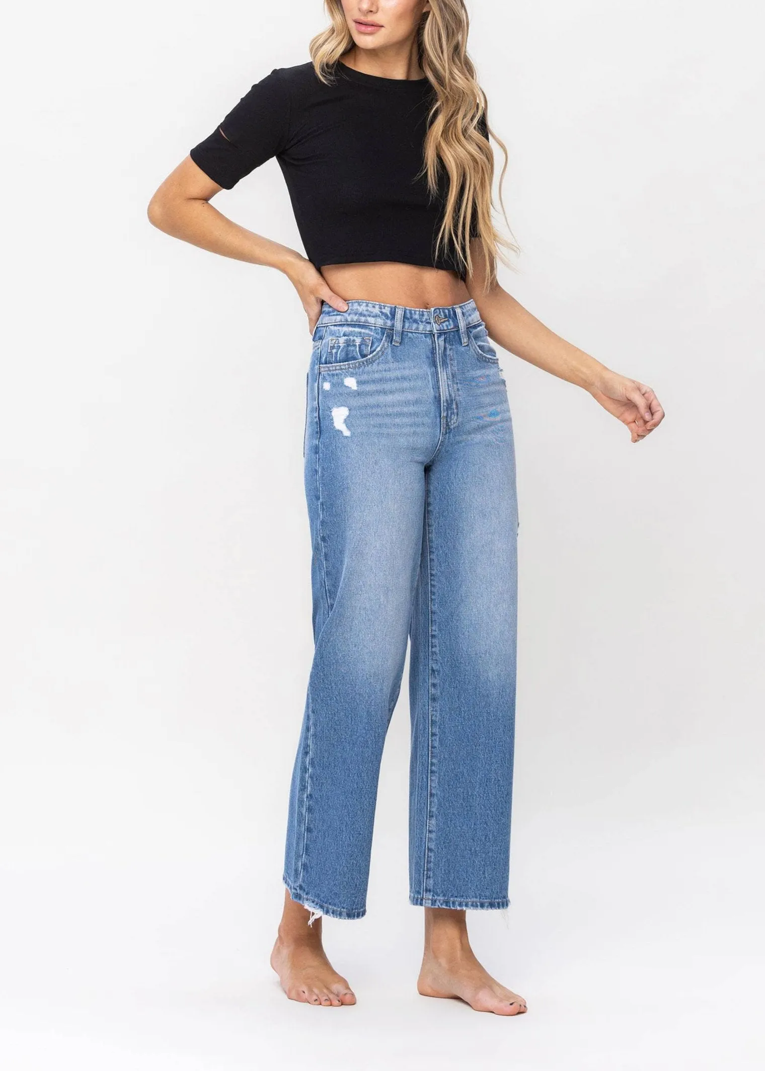 High Rise Wide Leg Denim Jeans