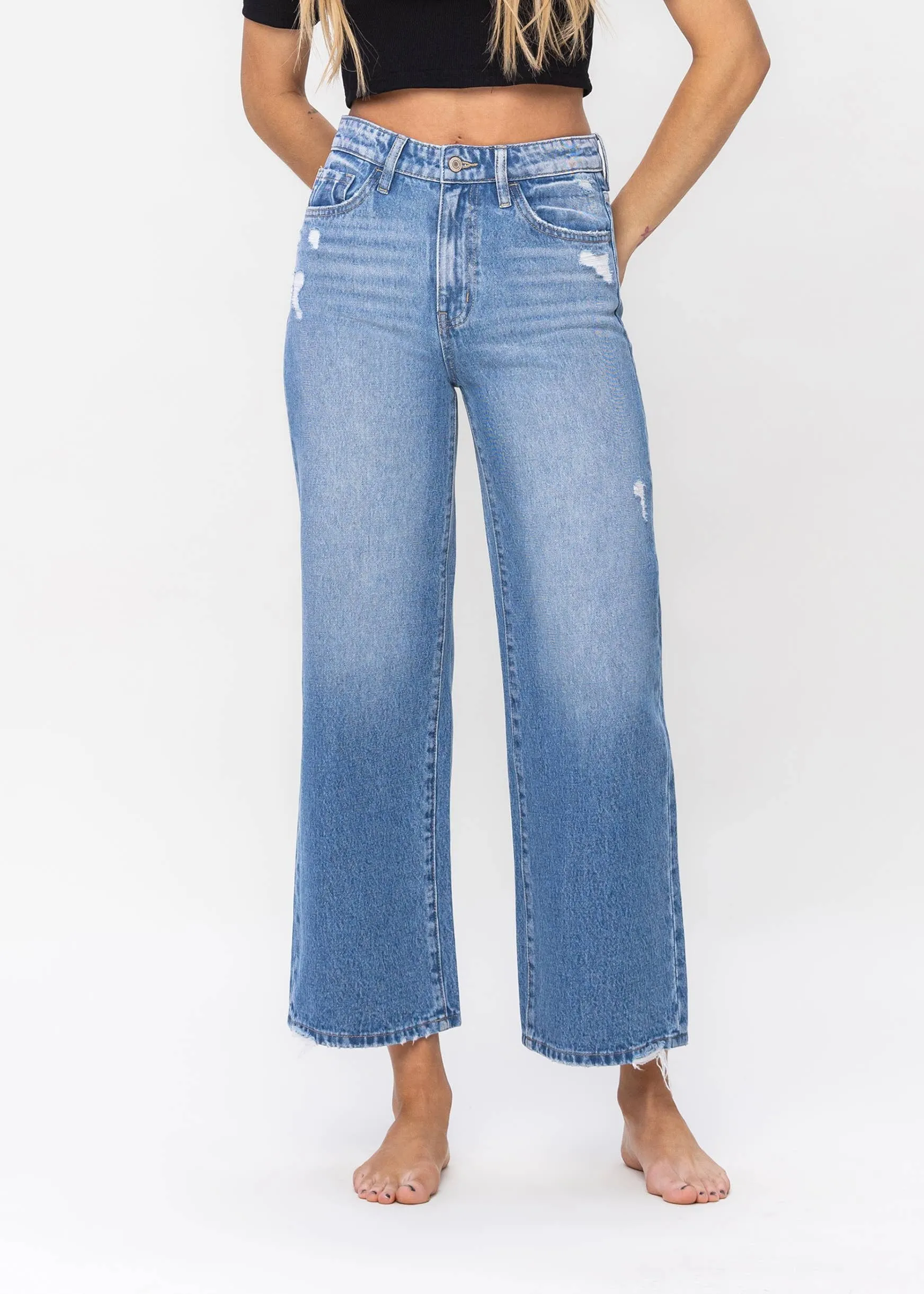 High Rise Wide Leg Denim Jeans