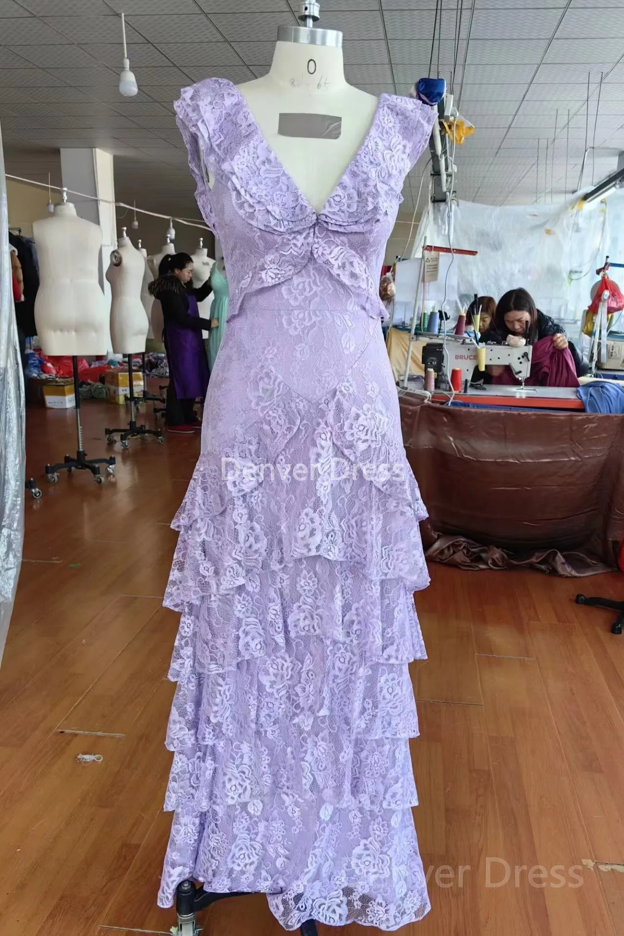 kamahe Purple Lace Long Prom Dresses Backless Evening Dress Stunning Maxi Dress