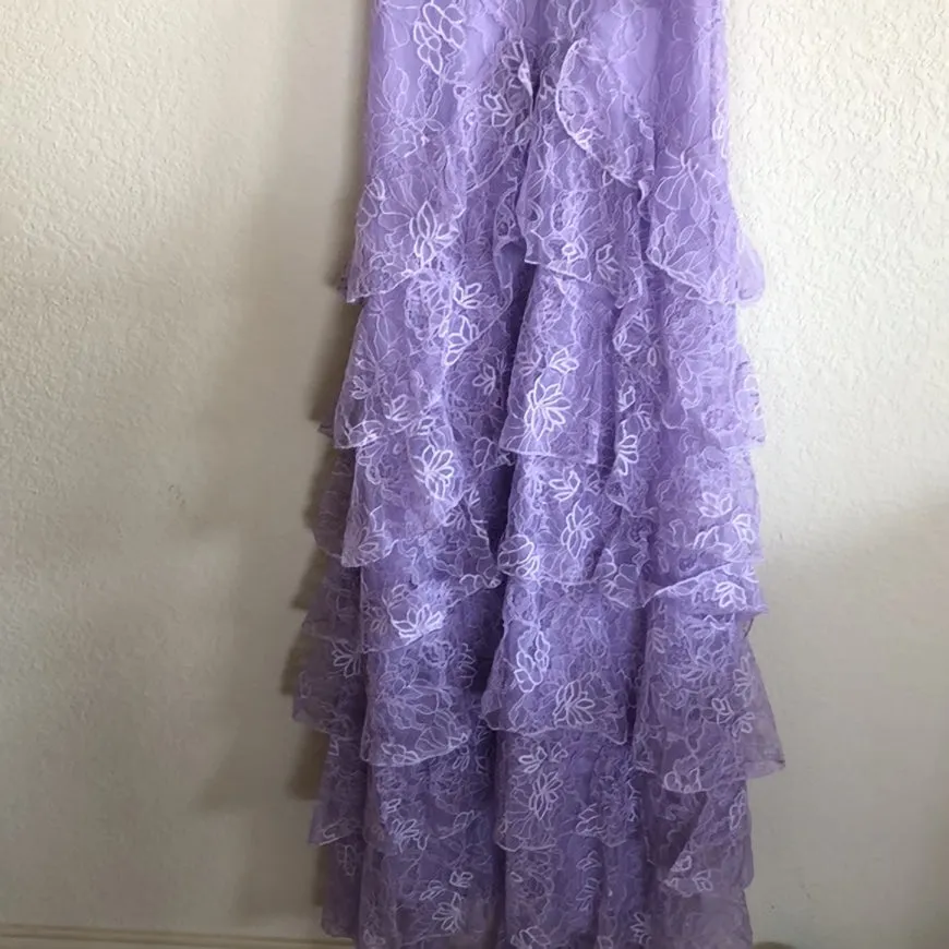 kamahe Purple Lace Long Prom Dresses Backless Evening Dress Stunning Maxi Dress