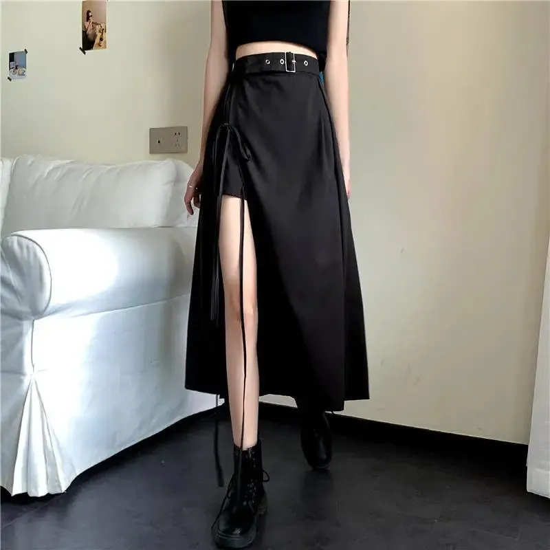 Long Casual High Comfortable Waist Vintage Simple Match Solid All Skirt