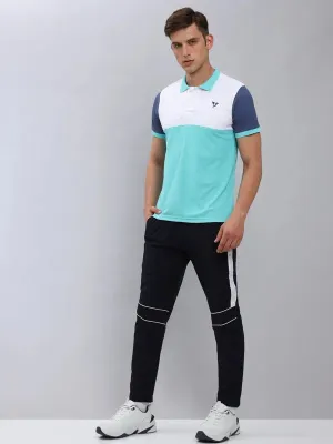 Men Colorblock Slim Fit Polo T-shirt with MATPIQ