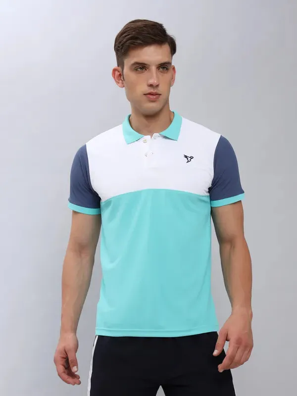 Men Colorblock Slim Fit Polo T-shirt with MATPIQ