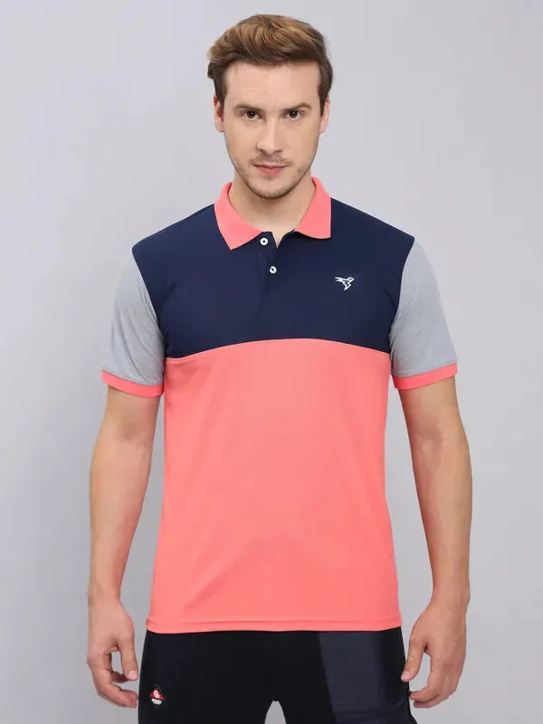 Men Colorblock Slim Fit Polo T-shirt with MATPIQ