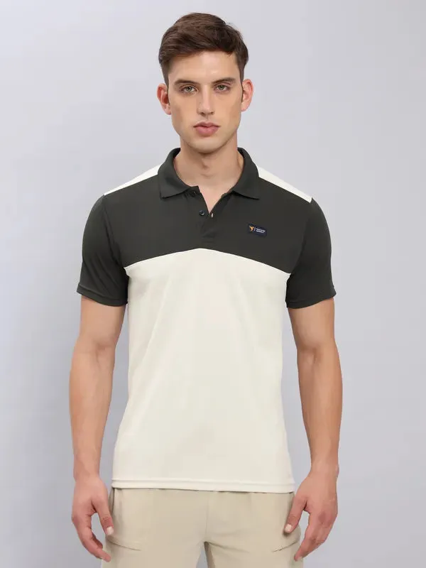 Men Colorblock Slim Fit Polo T-shirt with TECHNO COOL 