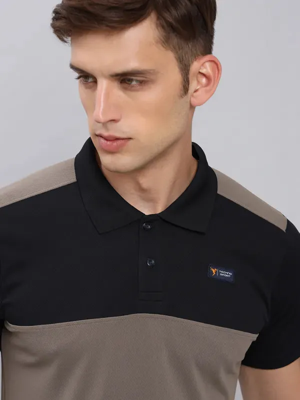 Men Colorblock Slim Fit Polo T-shirt with TECHNO COOL 