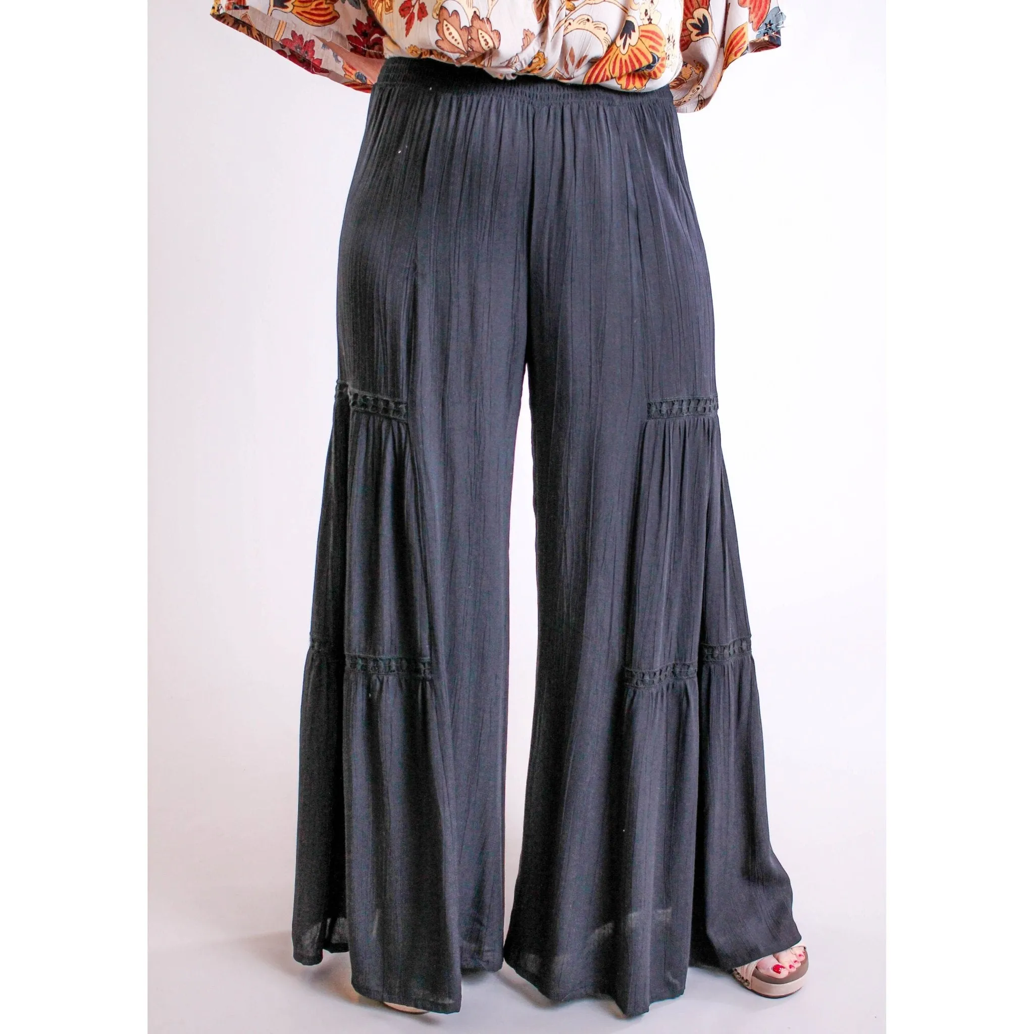 Nostalgia Wide Leg Pant with Lace Insert