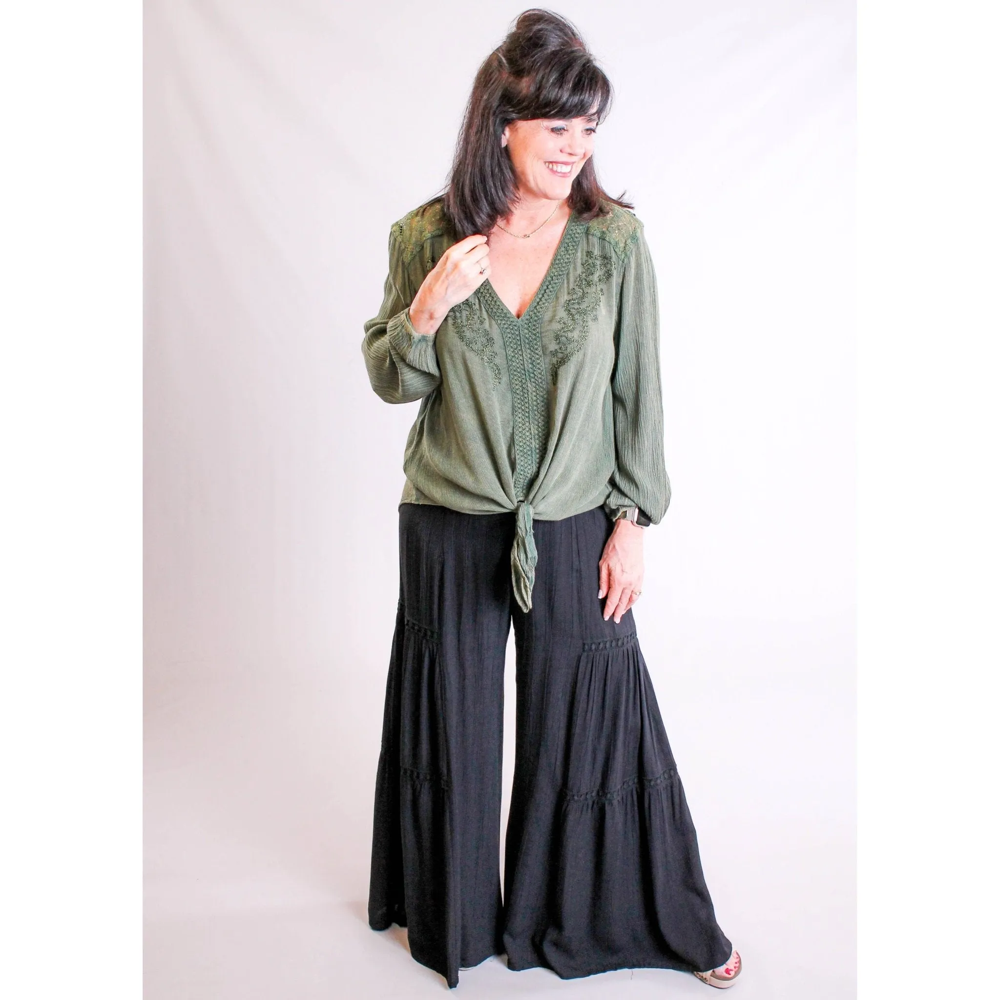 Nostalgia Wide Leg Pant with Lace Insert