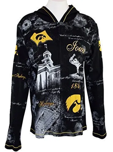 P-Michael Collegiate Top - U of Iowa Hoodie School Colors, Name in Rhinestones