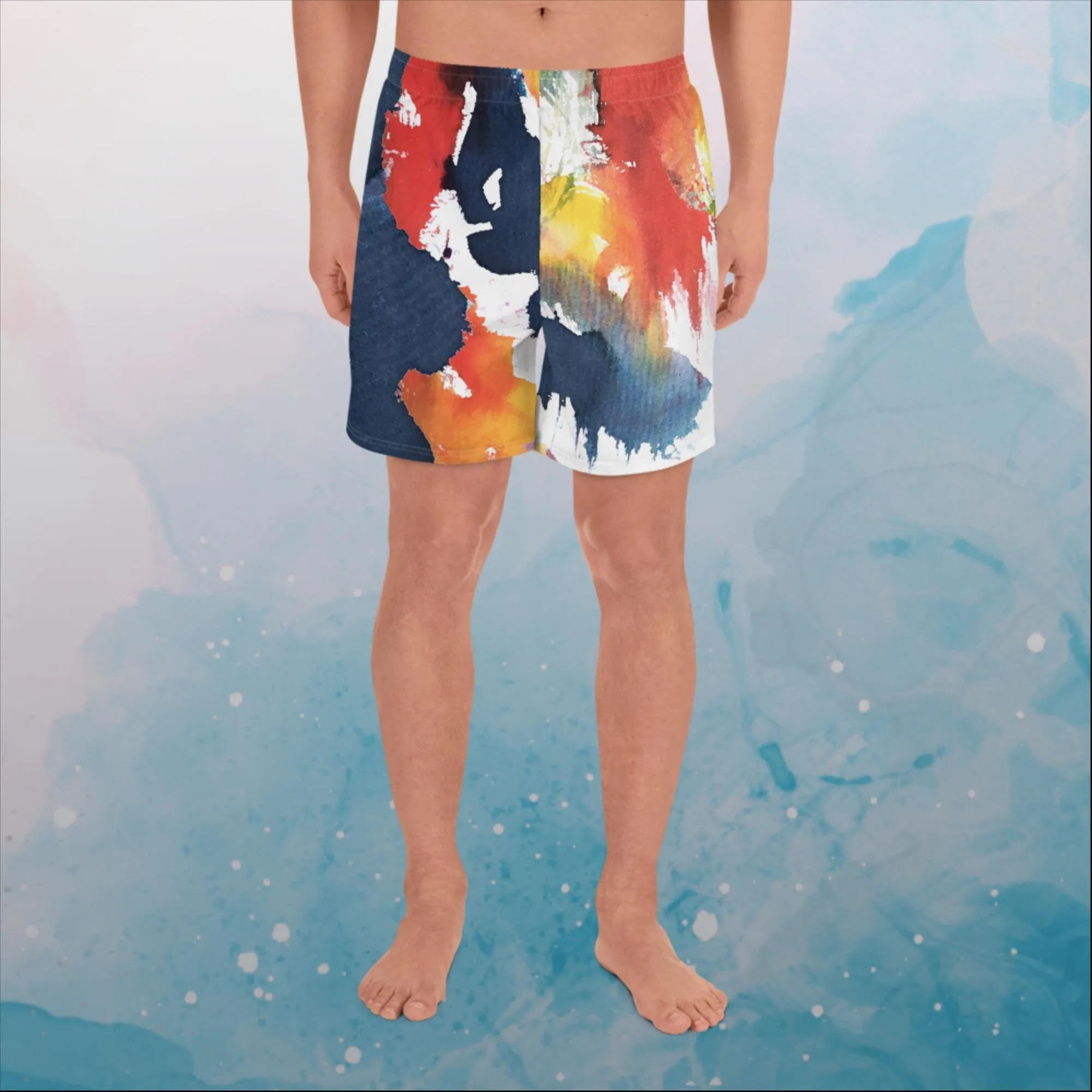 Primary Color Pallet Paint Print Mens Recycled Athletic Shorts