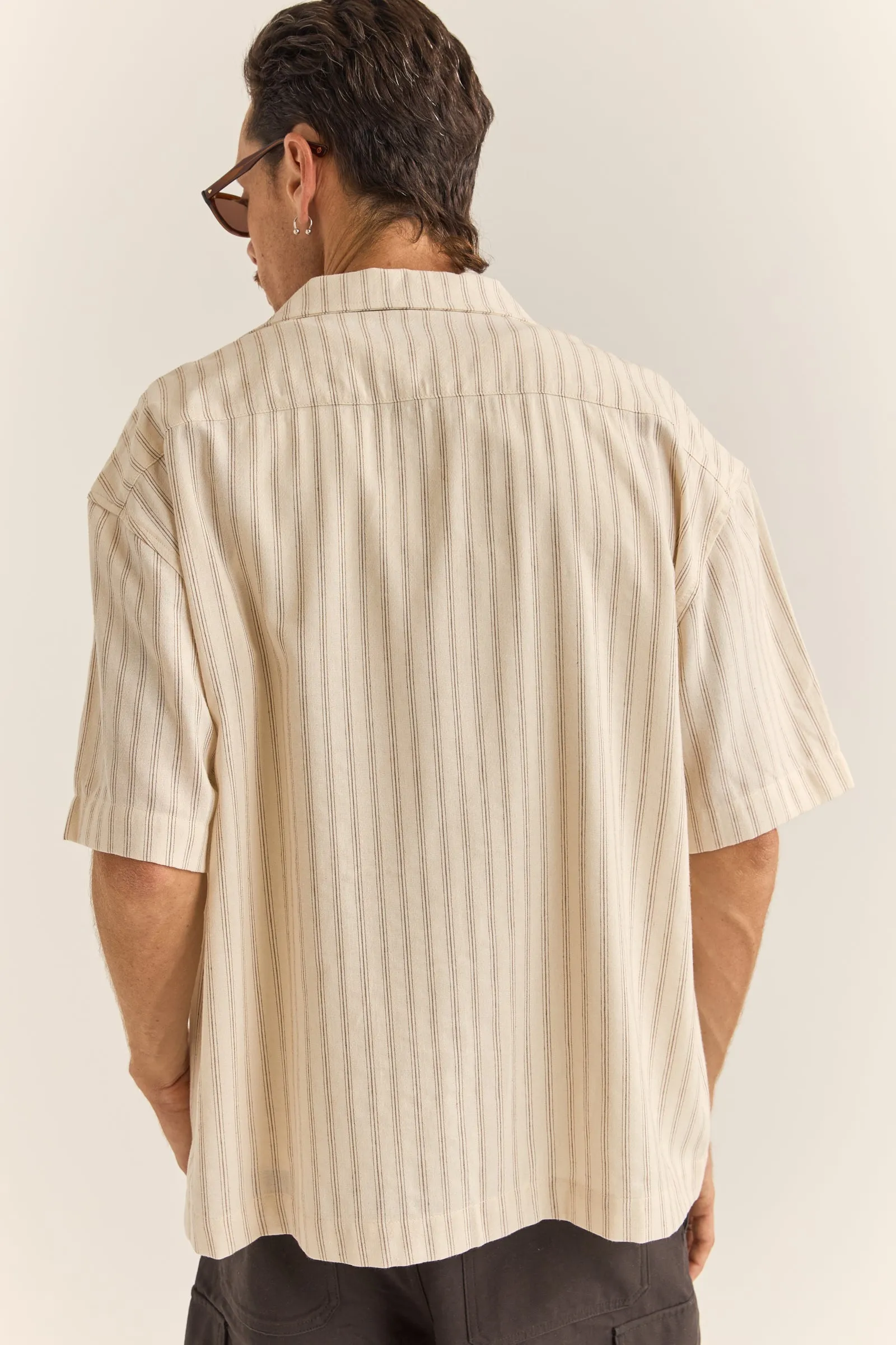 Relaxed Stripe Ss Shirt Natural