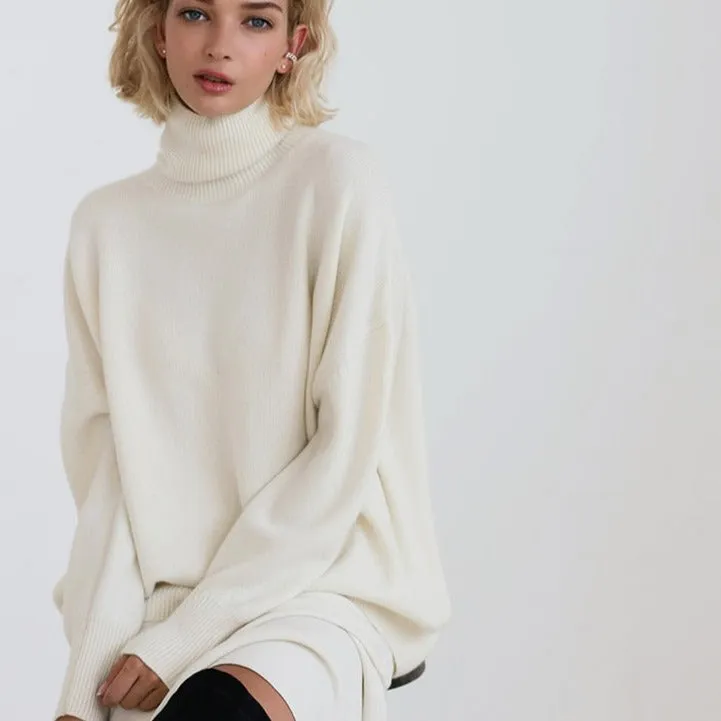 Relaxed Turtleneck Knit Sweater