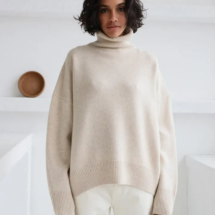 Relaxed Turtleneck Knit Sweater