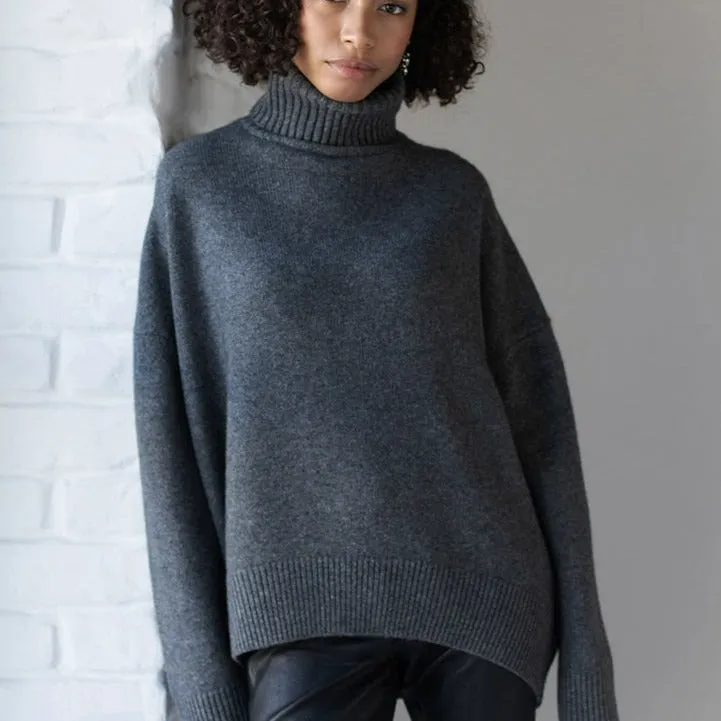 Relaxed Turtleneck Knit Sweater