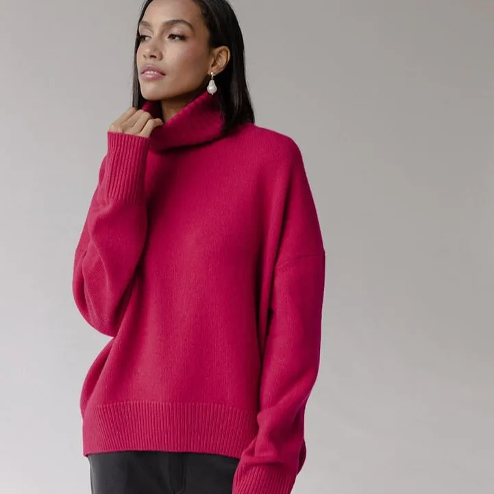 Relaxed Turtleneck Knit Sweater