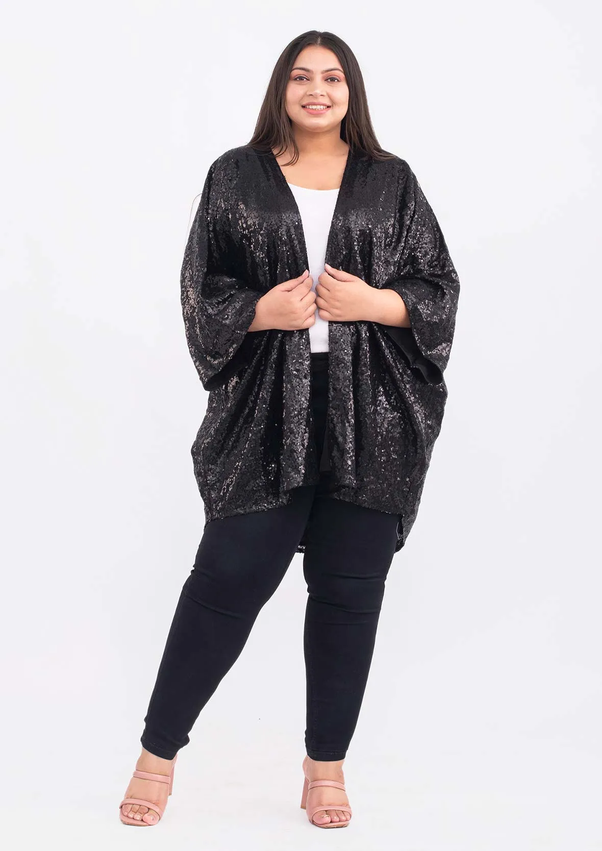 Sequin Open Front Kimono