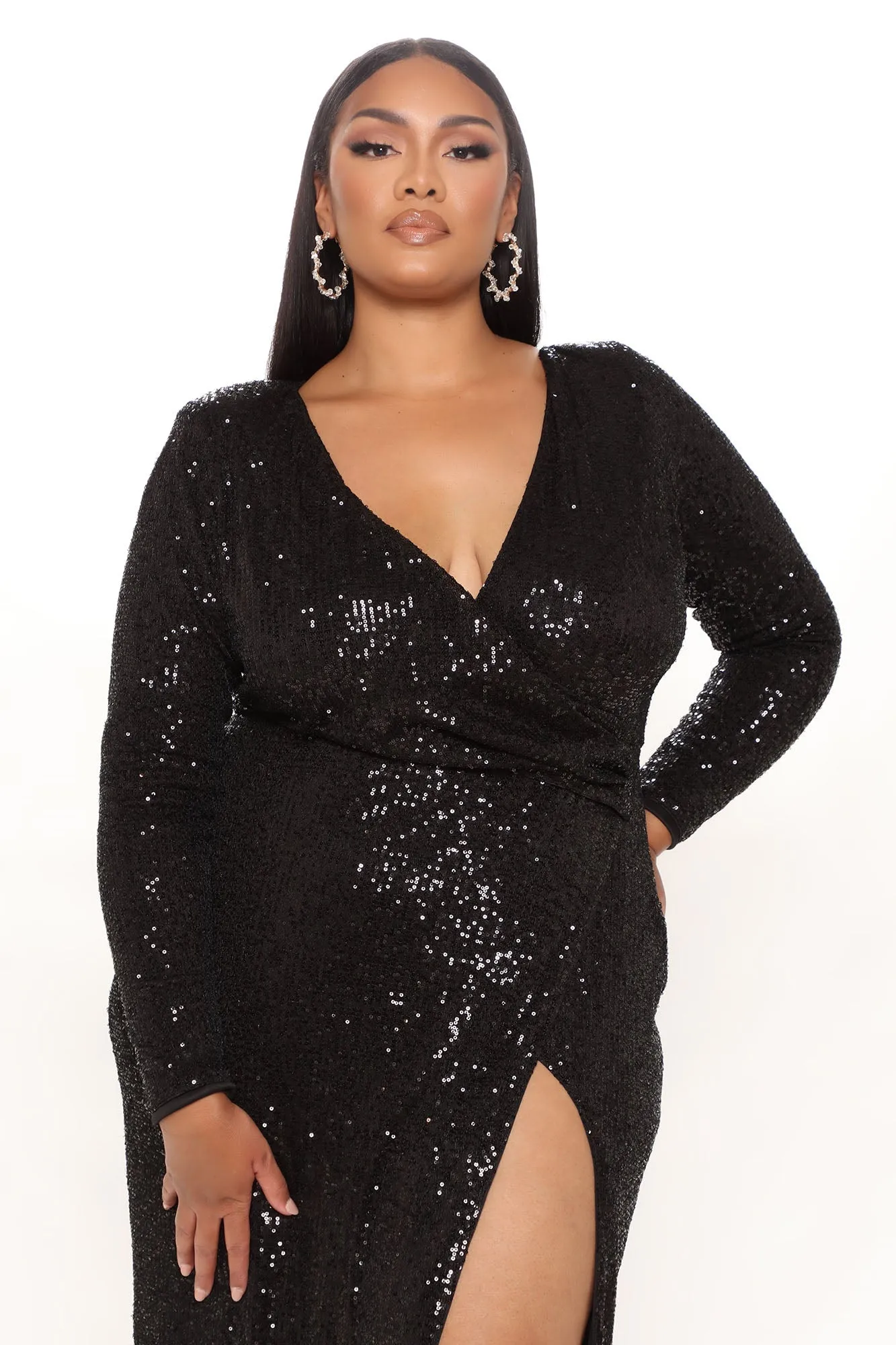 Shine Away Sequin Maxi Dress - Black