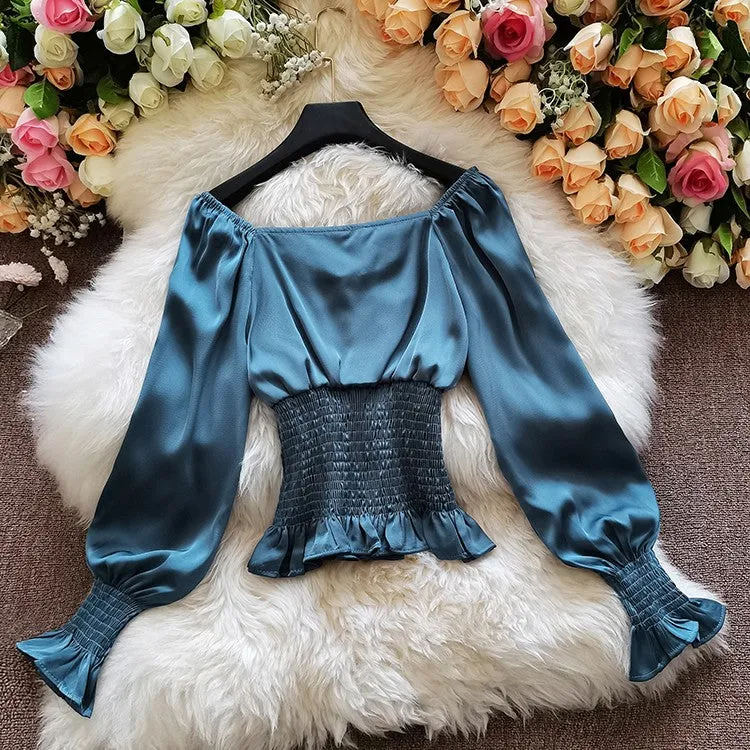 Simple long sleeve tops fashion tops     S44