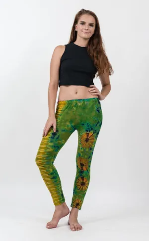 Super Soft Comfortable Womens Leggings Tie Dye Green Yellow