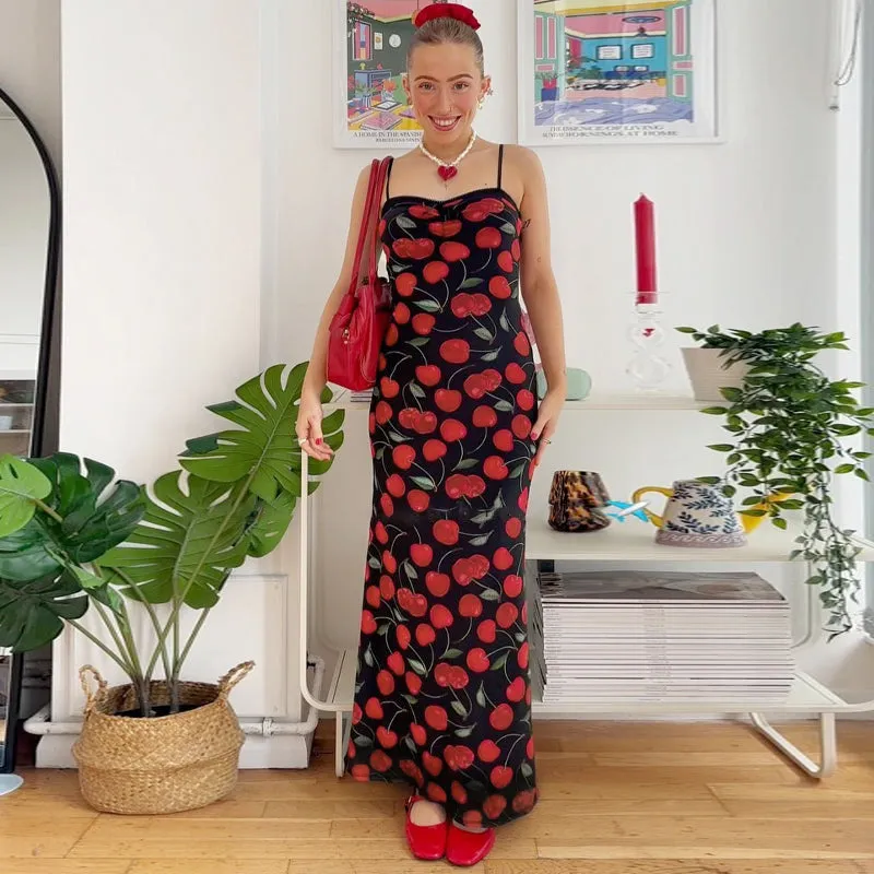 Vail Cherry Print Maxi Dress