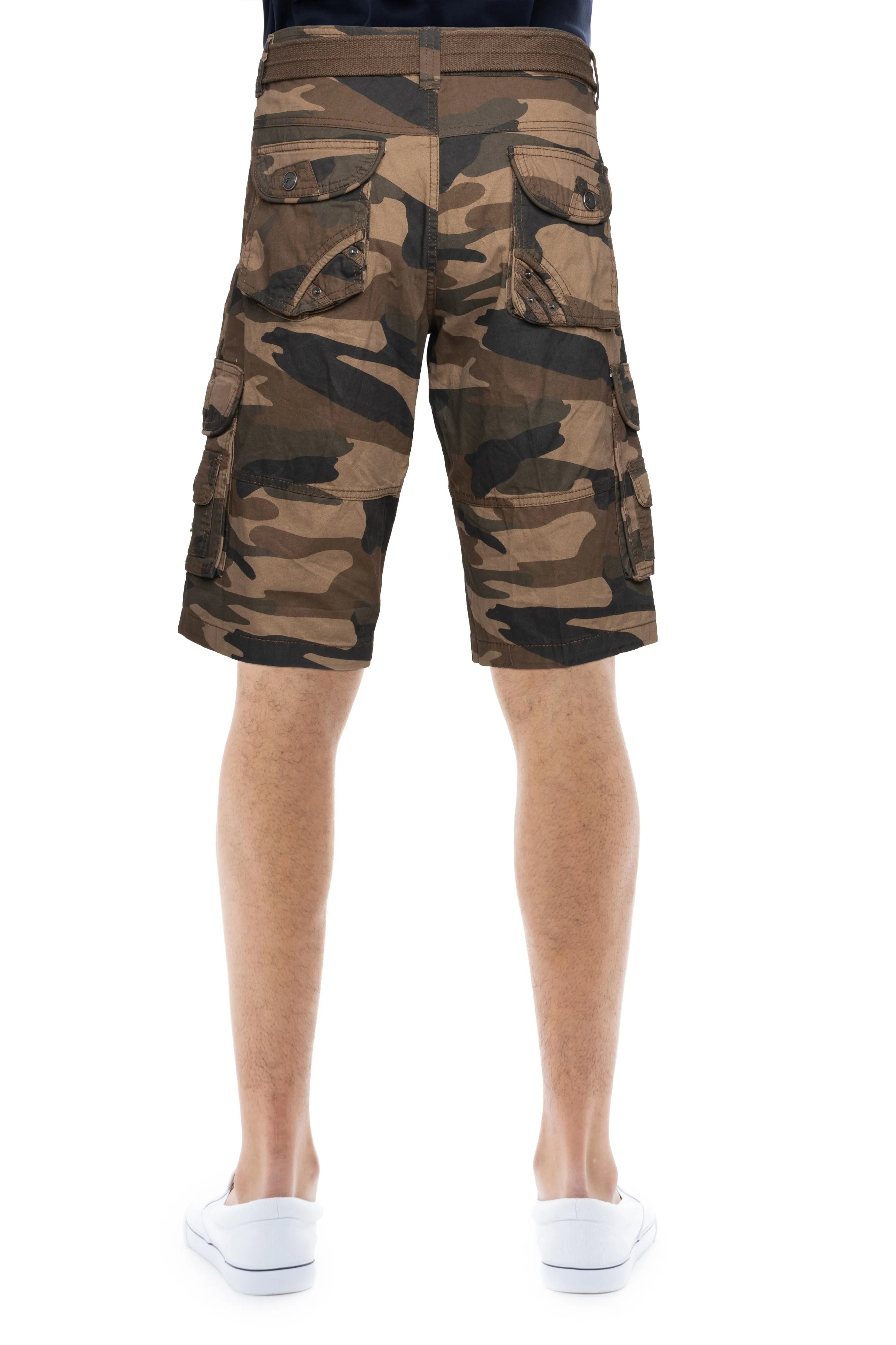 X RAY Men's Belted Twill Tape 12.5" Inseam Knee Length Cargo Shorts